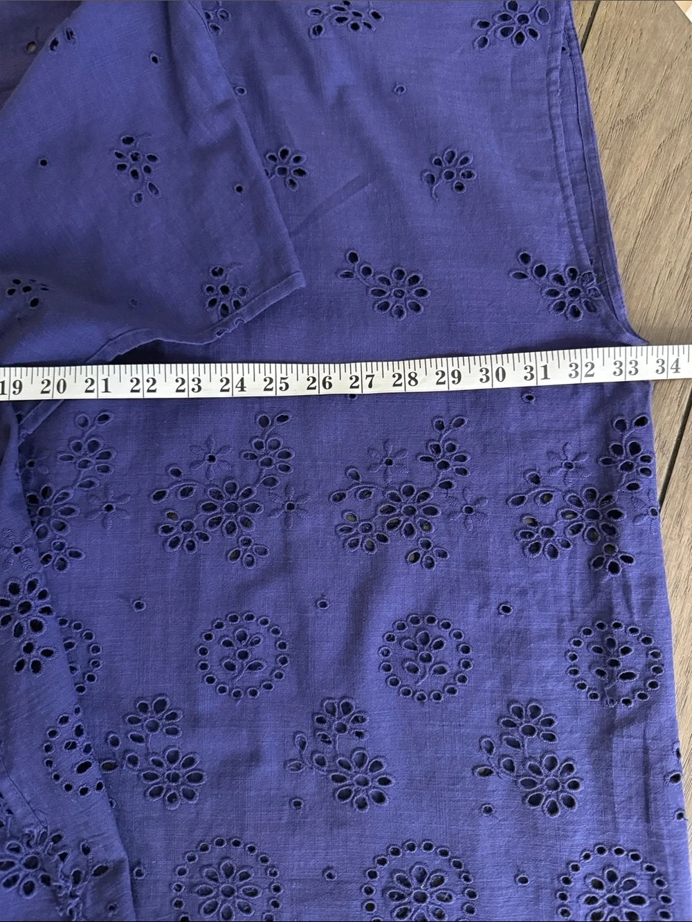 J. Crew Blue Purple 100% Organic Cotton Eyelet Open Front Coverup size M/L